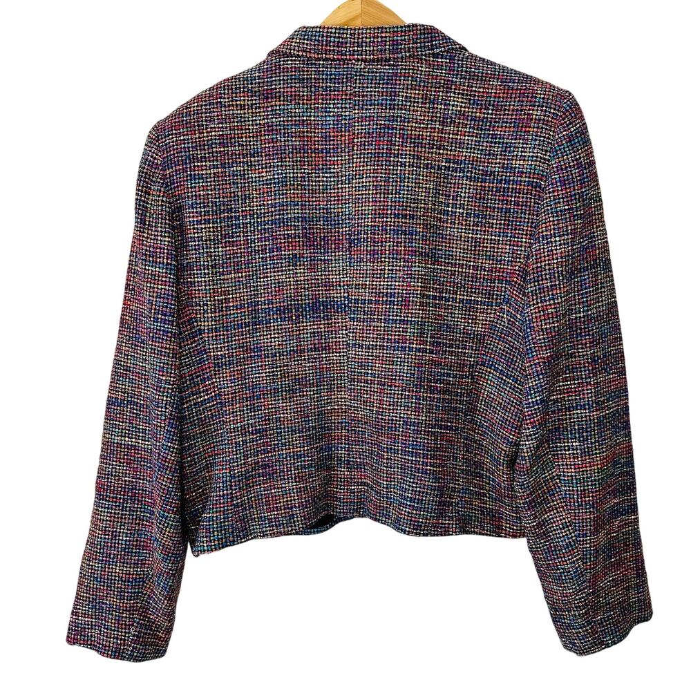 Soiree Vintage 100% Silk Rainbow Multicolor Made in USA Blazer Jacket Size L - Picture 2 of 6